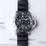 XF Factory Panerai Luminor Submersible 1950 42MM P9010 Automatic Watch - PAM00682 Stainless Steel Case Black Bezel Black Rubber Strap